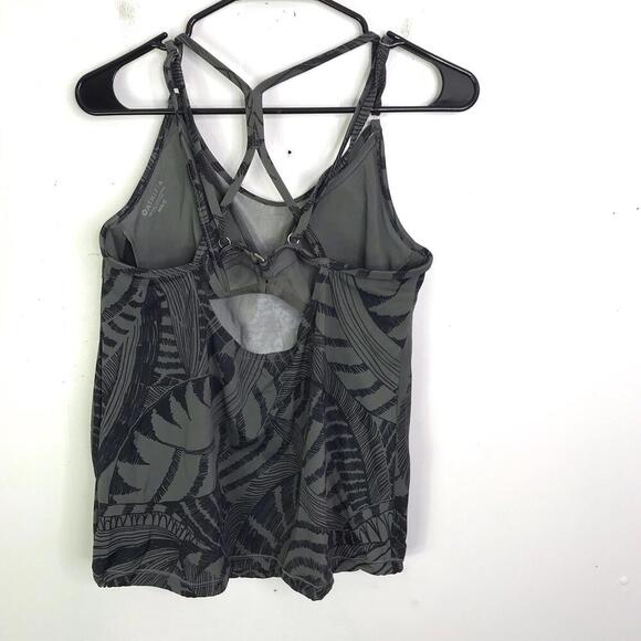 Athleta Swim Top Womens 38B C Padded Cup Tankini Strappy Back Tropical Dark - Picture 2 of 7